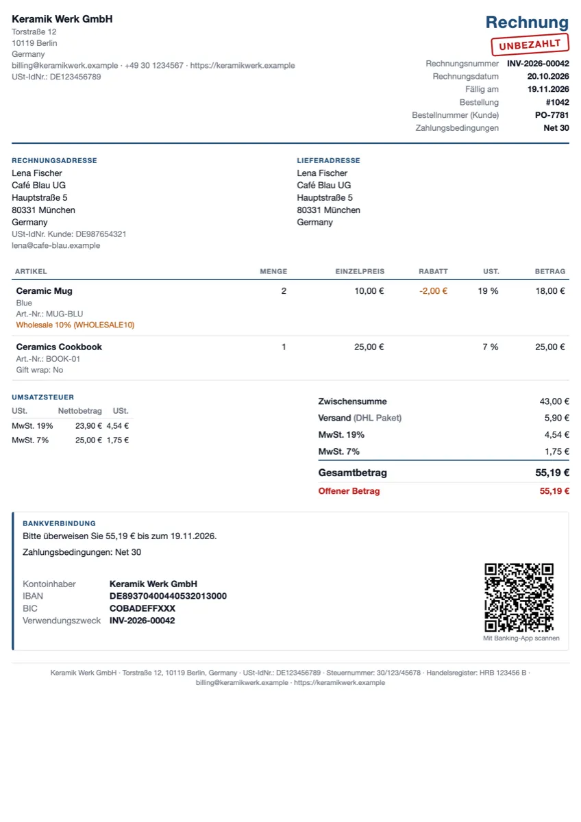 German B2B invoice